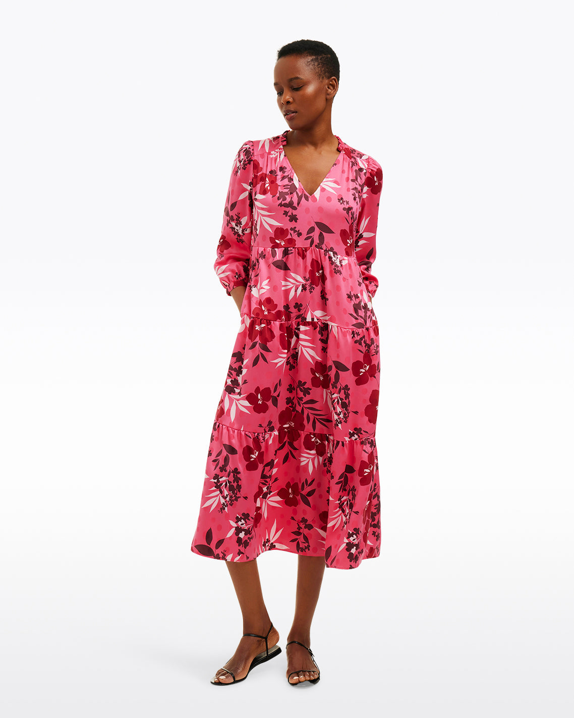 Katie Midi Dress in Spring Floral