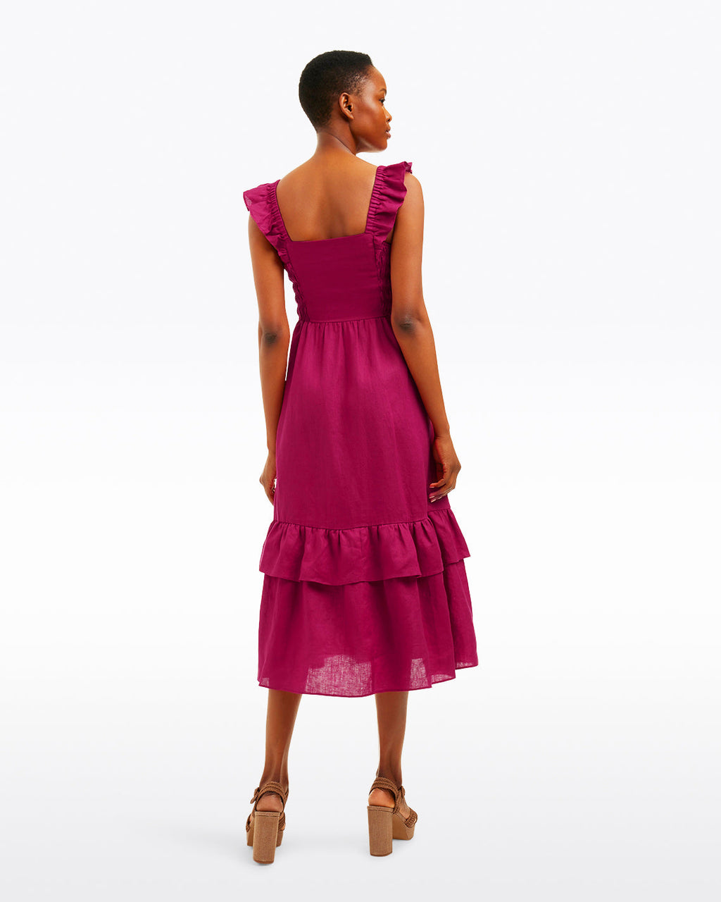 Carrie Midi Dress in Raspberry Pink