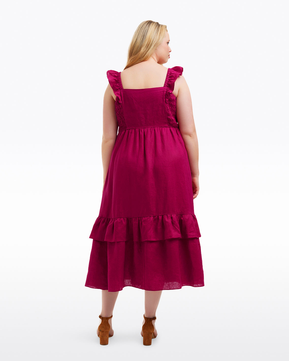 Carrie Midi Dress in Raspberry Pink