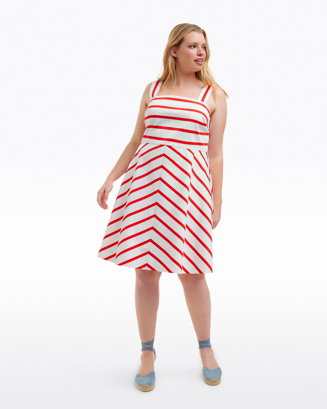 Zoe Love Circle Dress in Red Wentworth Stripe