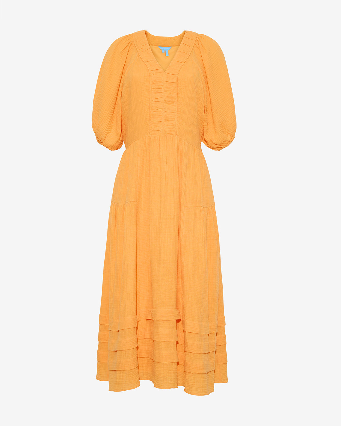 Chloe V-Neck Midi Dress in Crinkle Cotton
