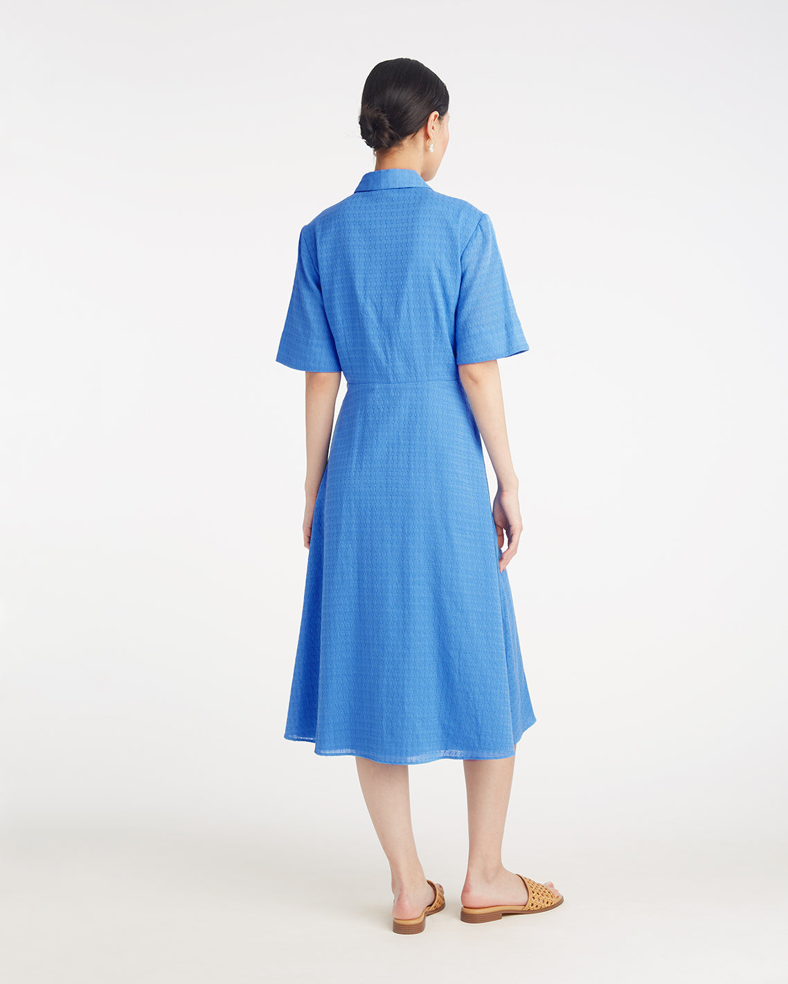 Annika Midi Shirtdress in Textured Cotton