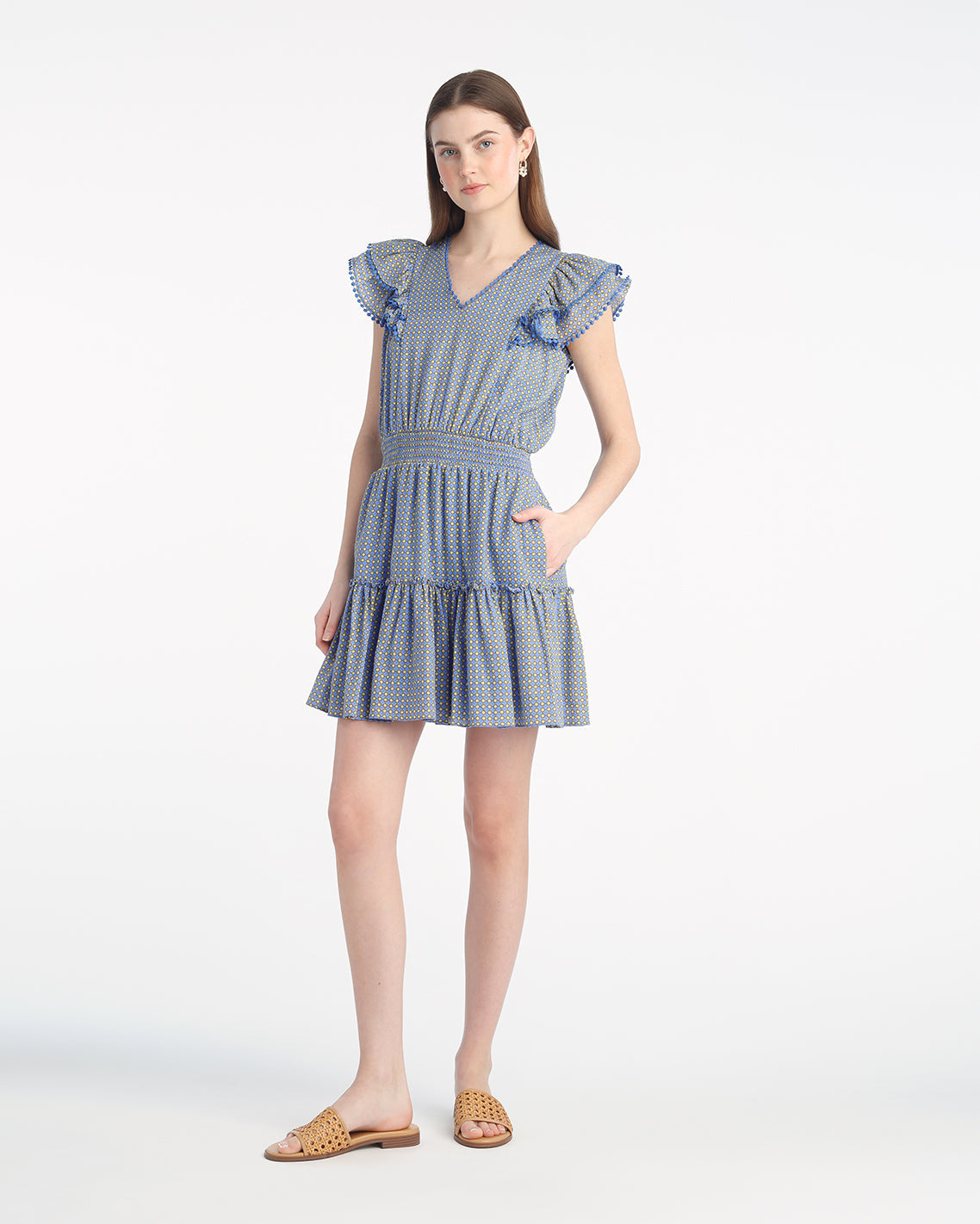 Gabby Mini Dress in Blue Dots