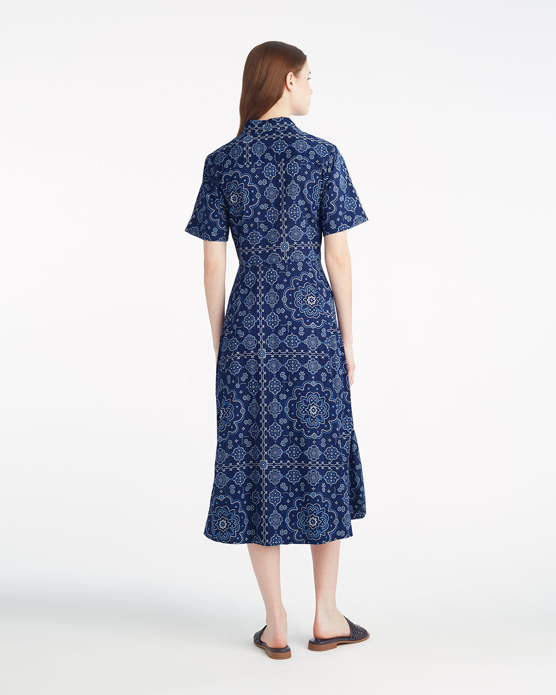 Riley Midi Shirtdress in Bandana Blue