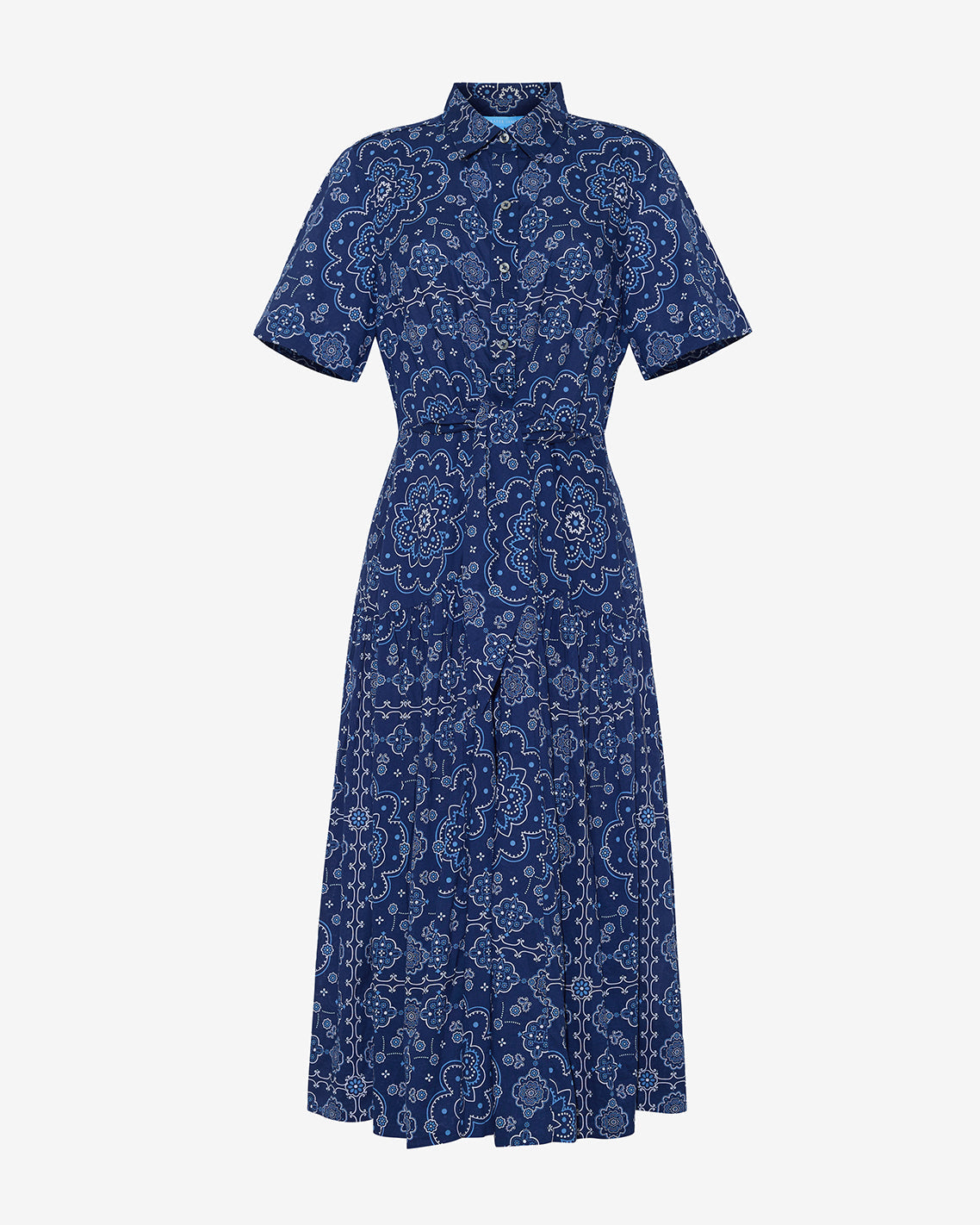 Riley Midi Shirtdress in Bandana Blue