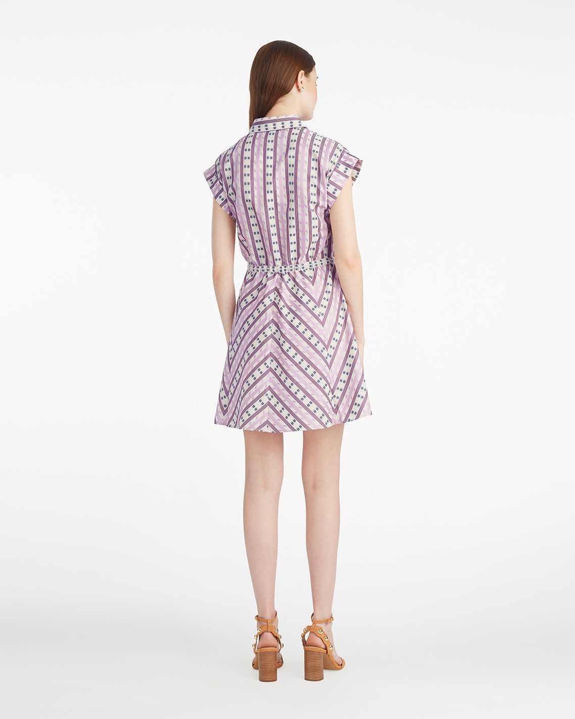 Phoebe Mini Shirtdress in Dotted Stripes Jacquard