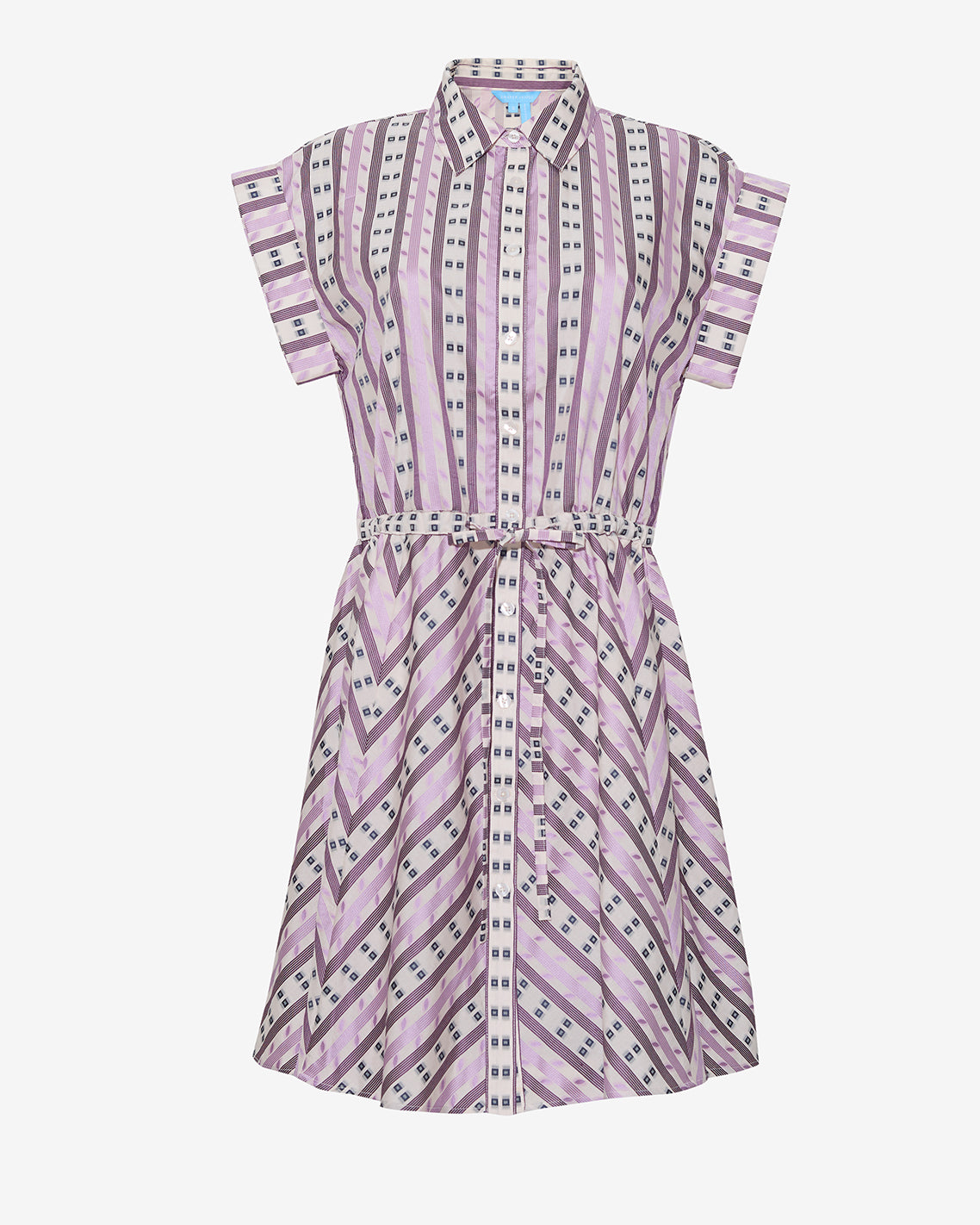 Phoebe Mini Shirtdress in Dotted Stripes Jacquard