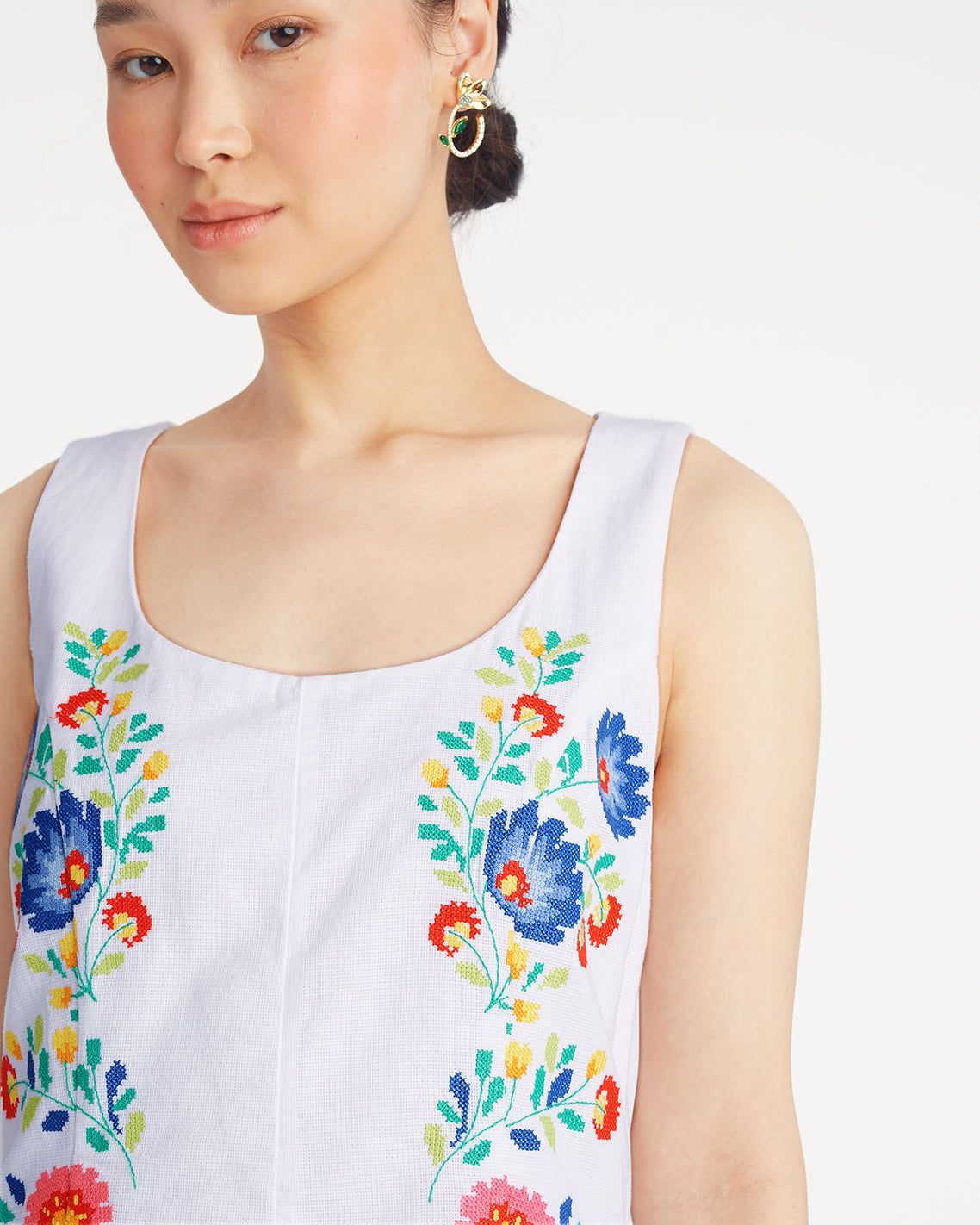 Primrose Mini Dress with Floral Embroidery