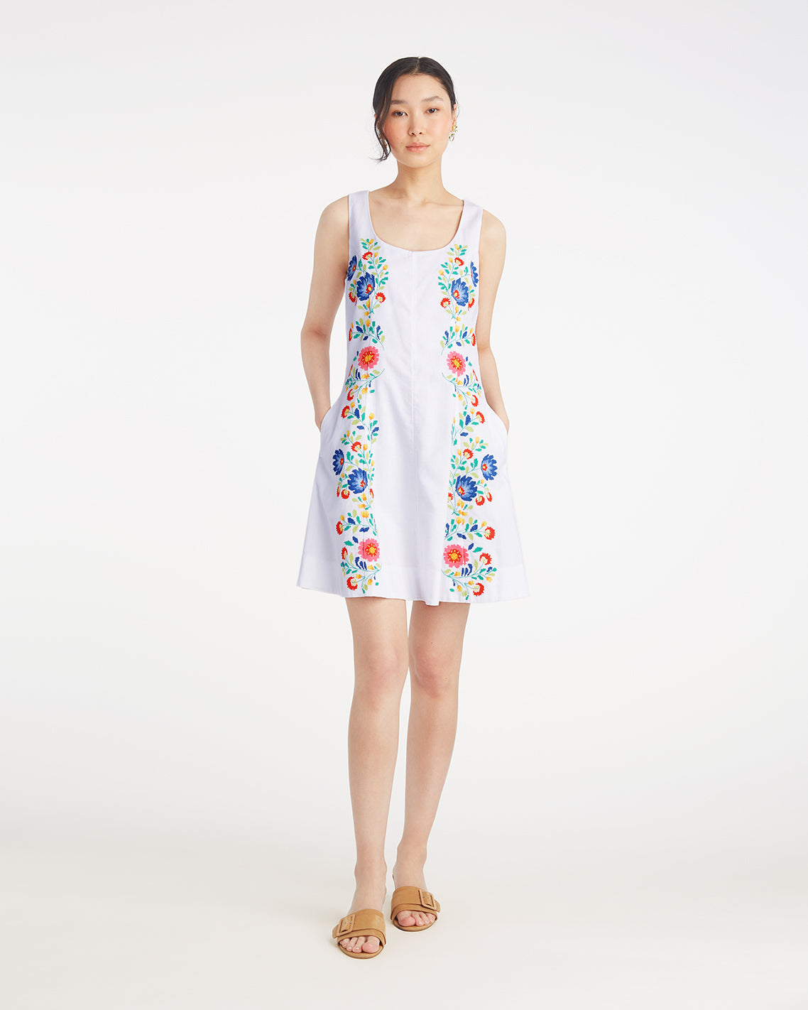 Primrose Mini Dress with Floral Embroidery
