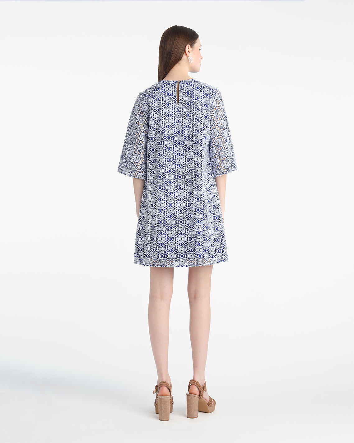 Carolyn Bell Sleeve Mini Dress in Daisy Lace