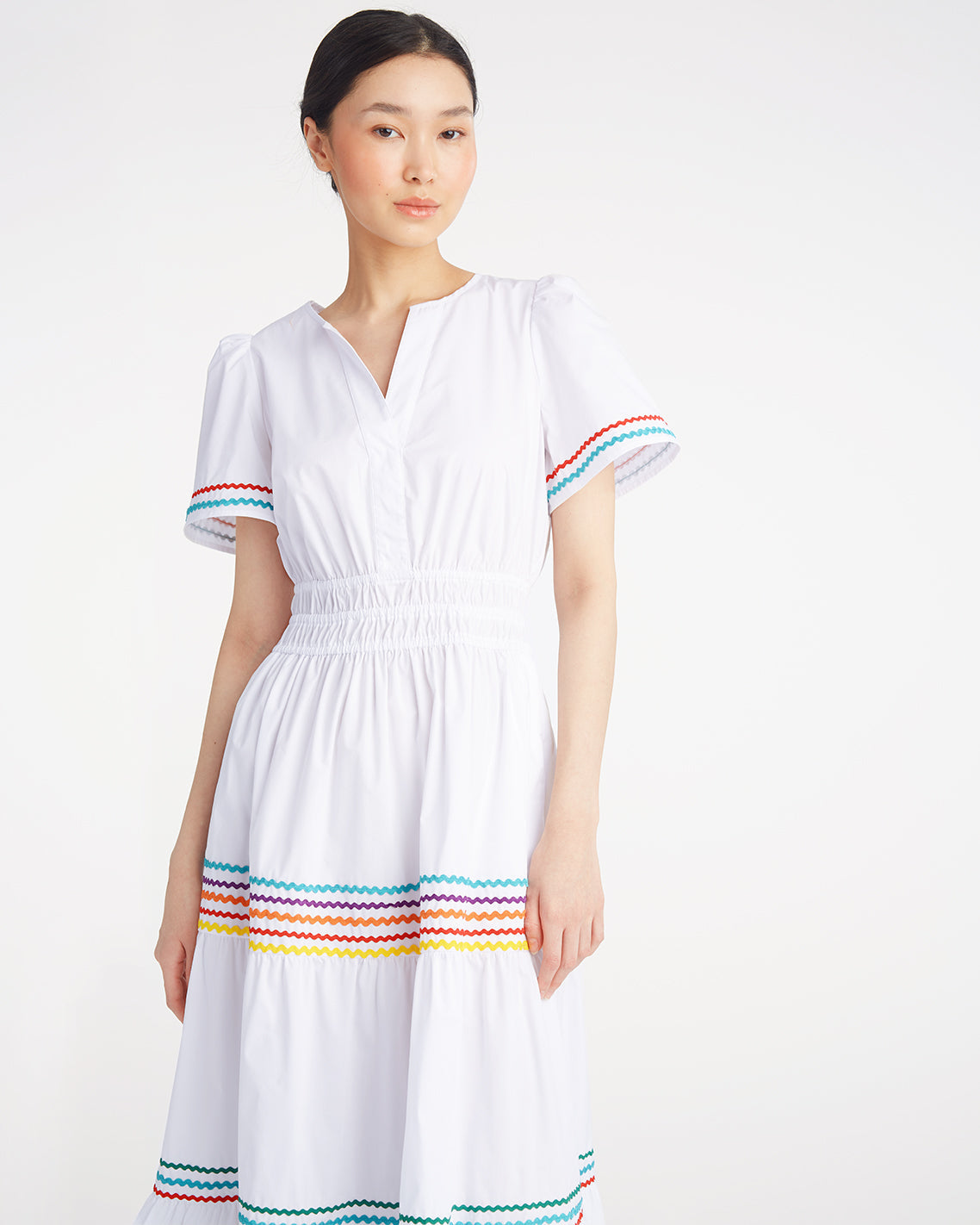 Hollie Midi Dress in Rainbow Ric Rac