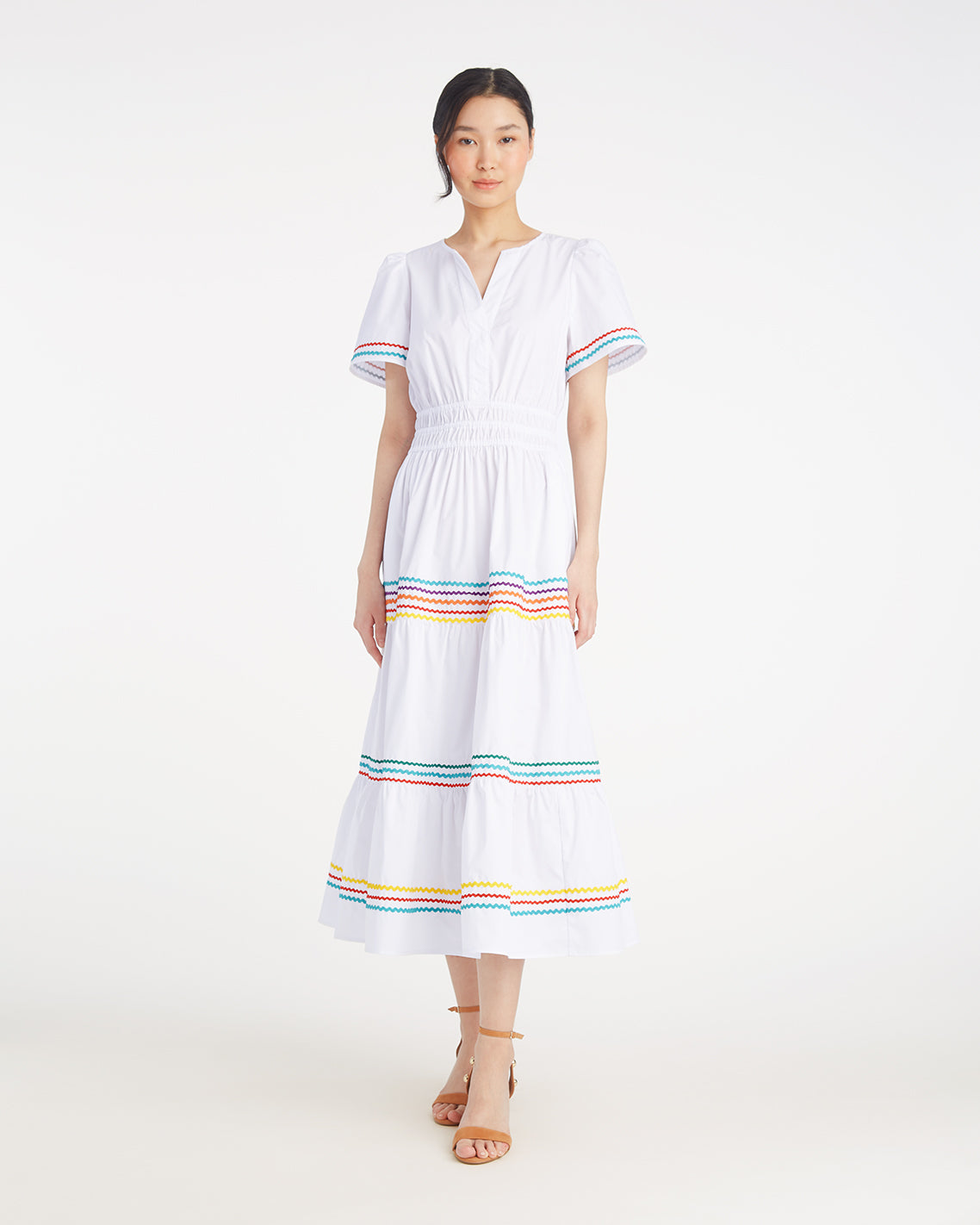 Hollie Midi Dress in Rainbow Ric Rac