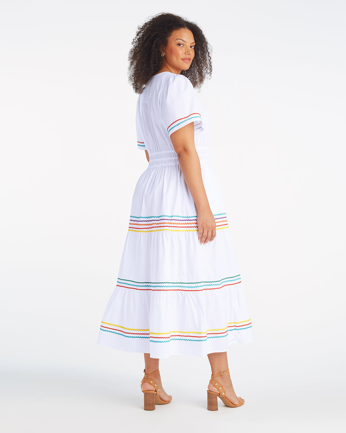 Hollie Midi Dress in Rainbow Ric Rac