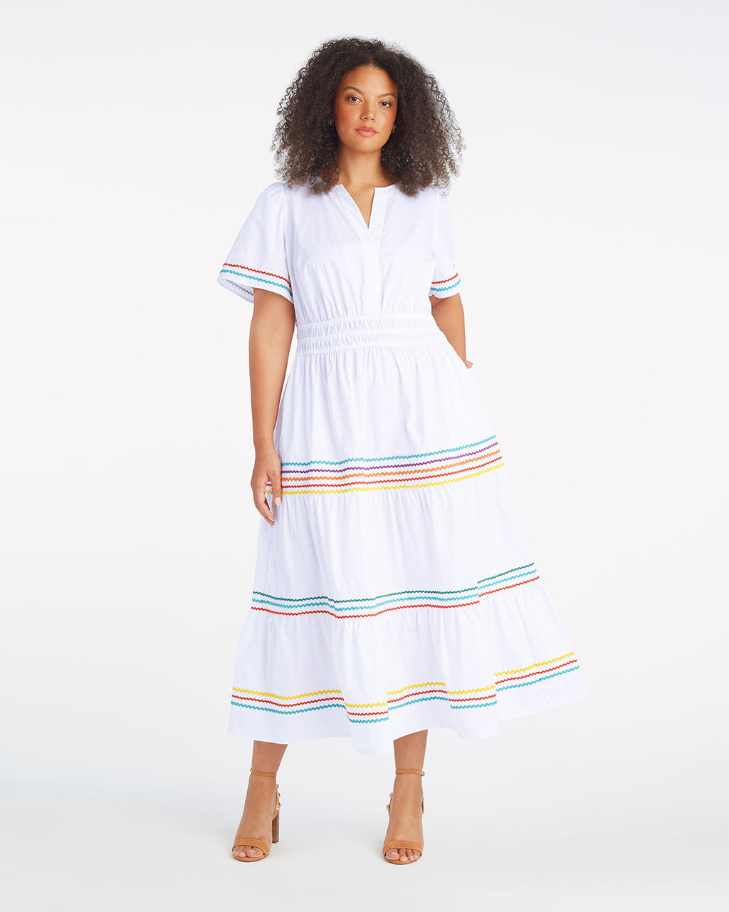 Hollie Midi Dress in Rainbow Ric Rac