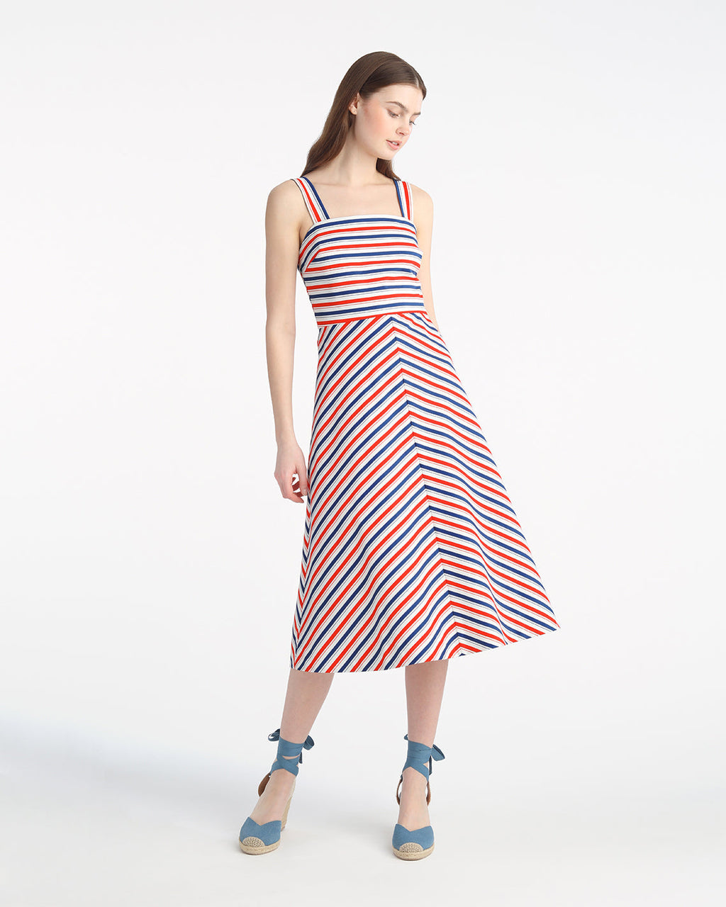 Angela Love Circle Midi Dress in Americana Stripes