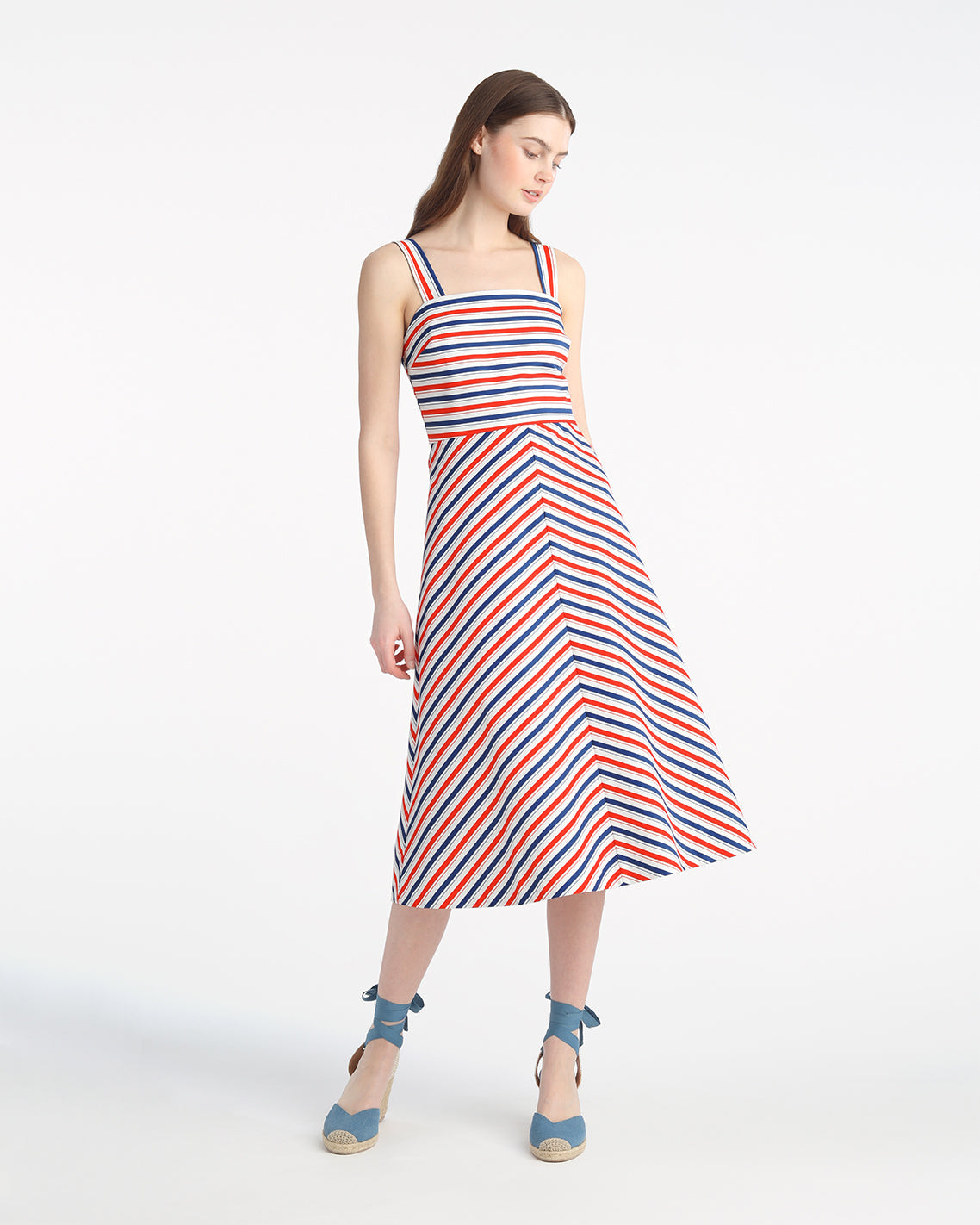 Angela Love Circle Midi Dress in Americana Stripes