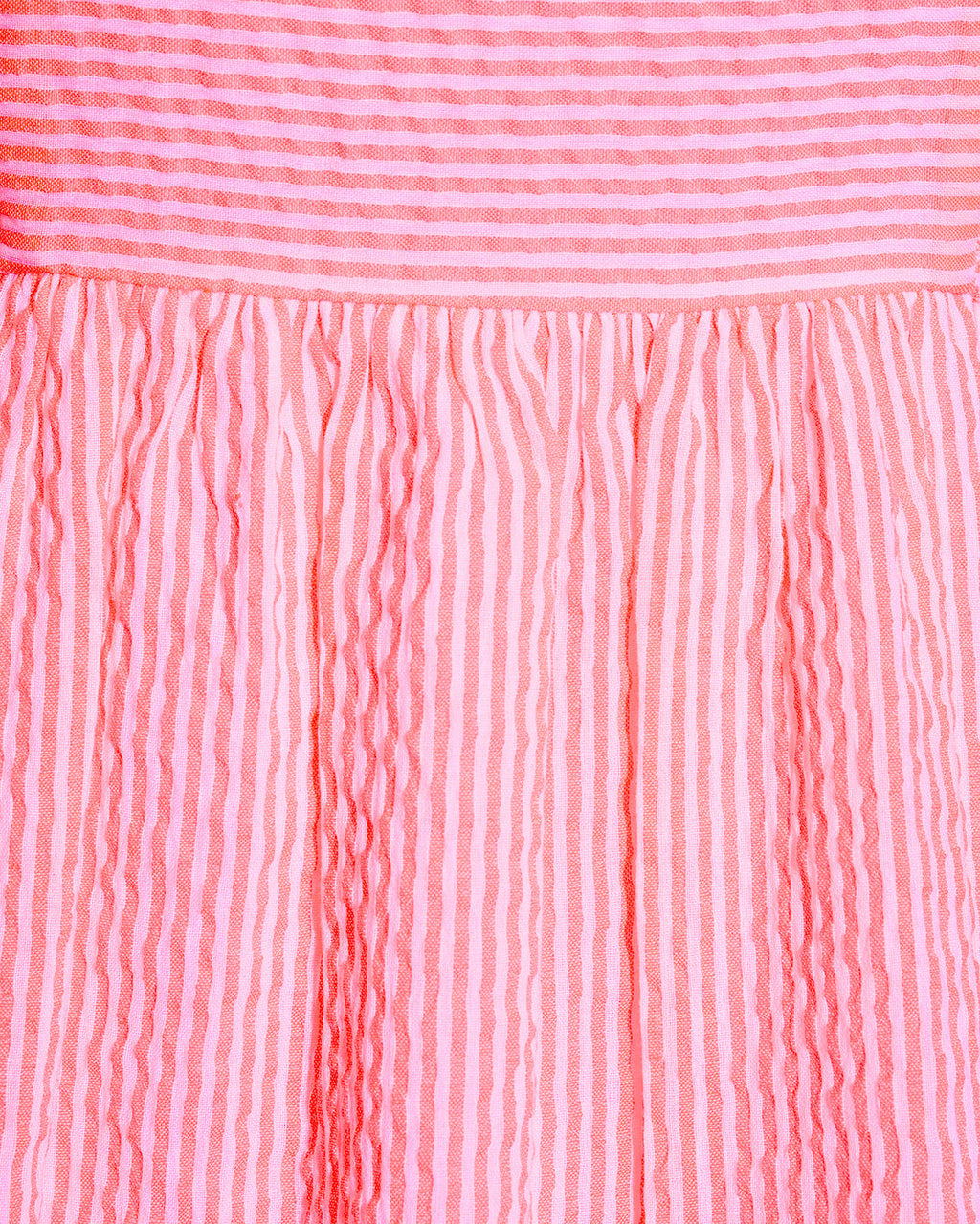 Carrie Midi Dress in Pink Seersucker