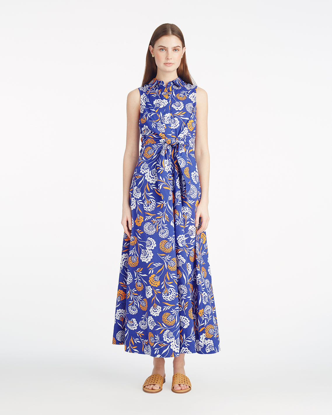 Evangeline Midi Shirtdress in Abstract Dahlia