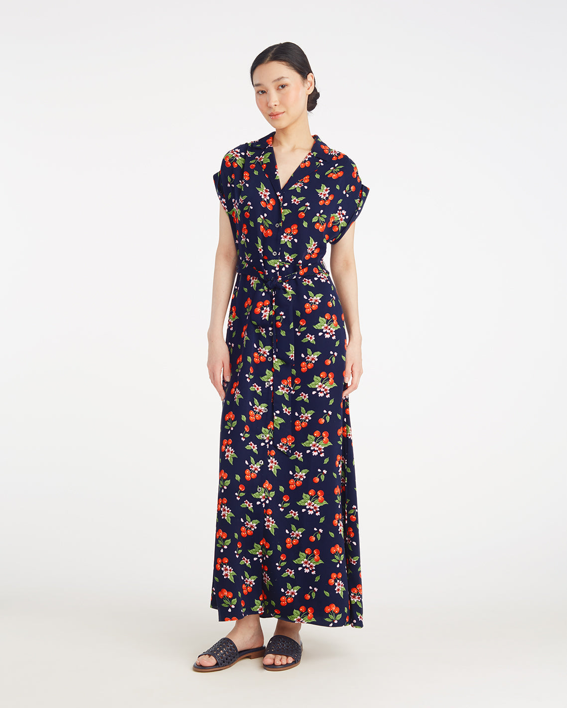 Devin V-Neck Midi Dress in Cherry Blossom