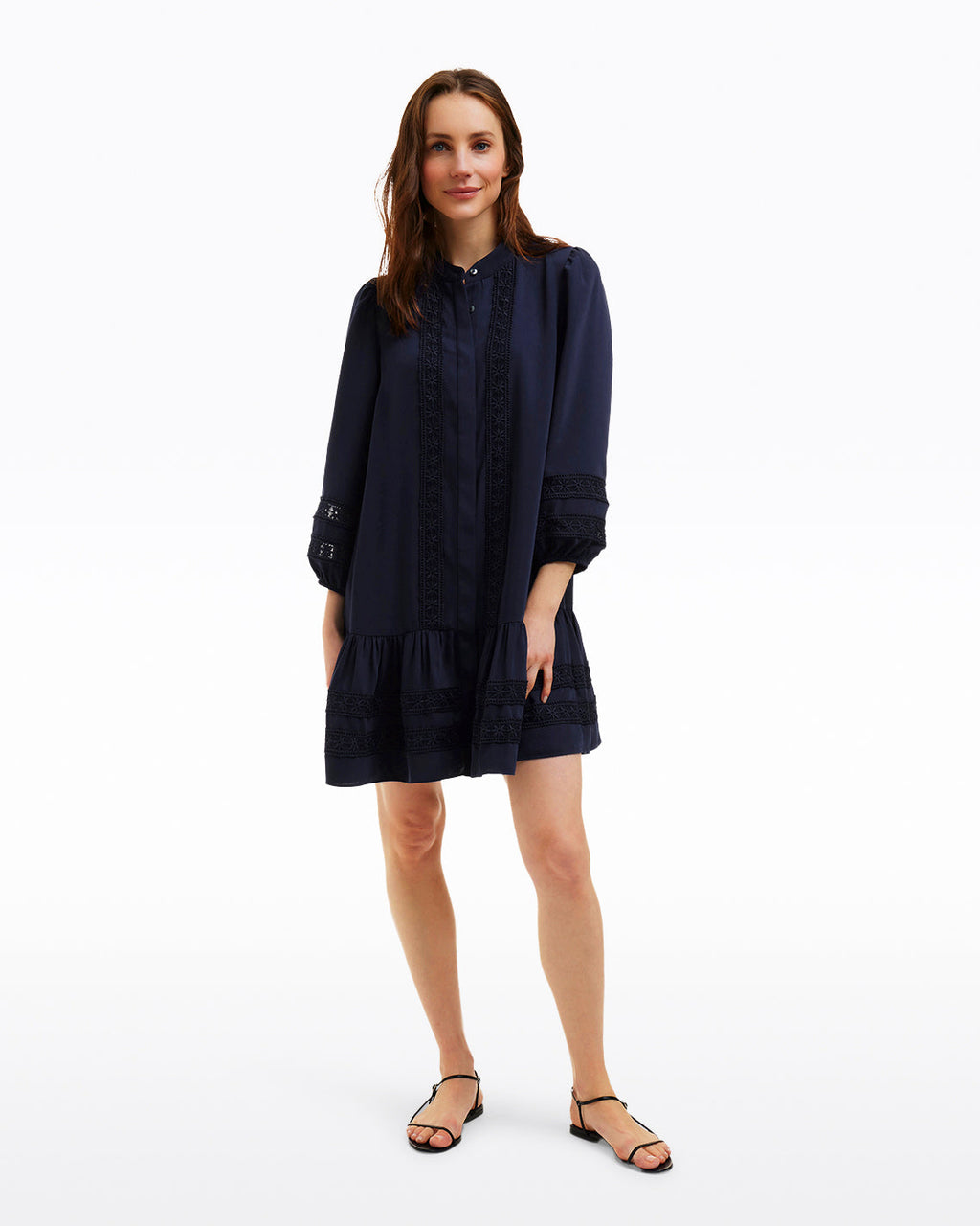 Molly Mini Dress in Embroidered Stripe