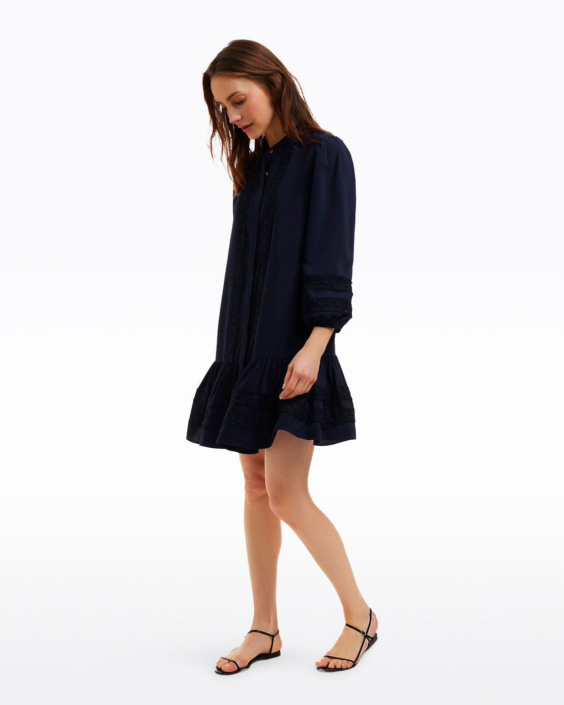 Molly Mini Dress in Embroidered Stripe