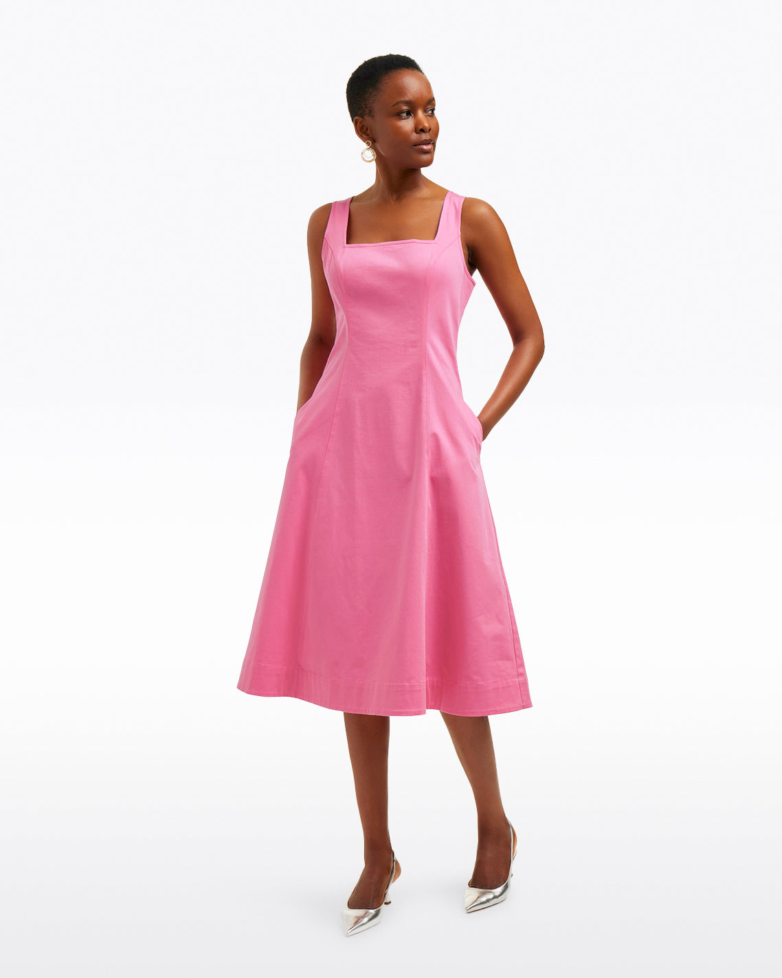 Genevieve Square Neck Sleeveless Midi Dress