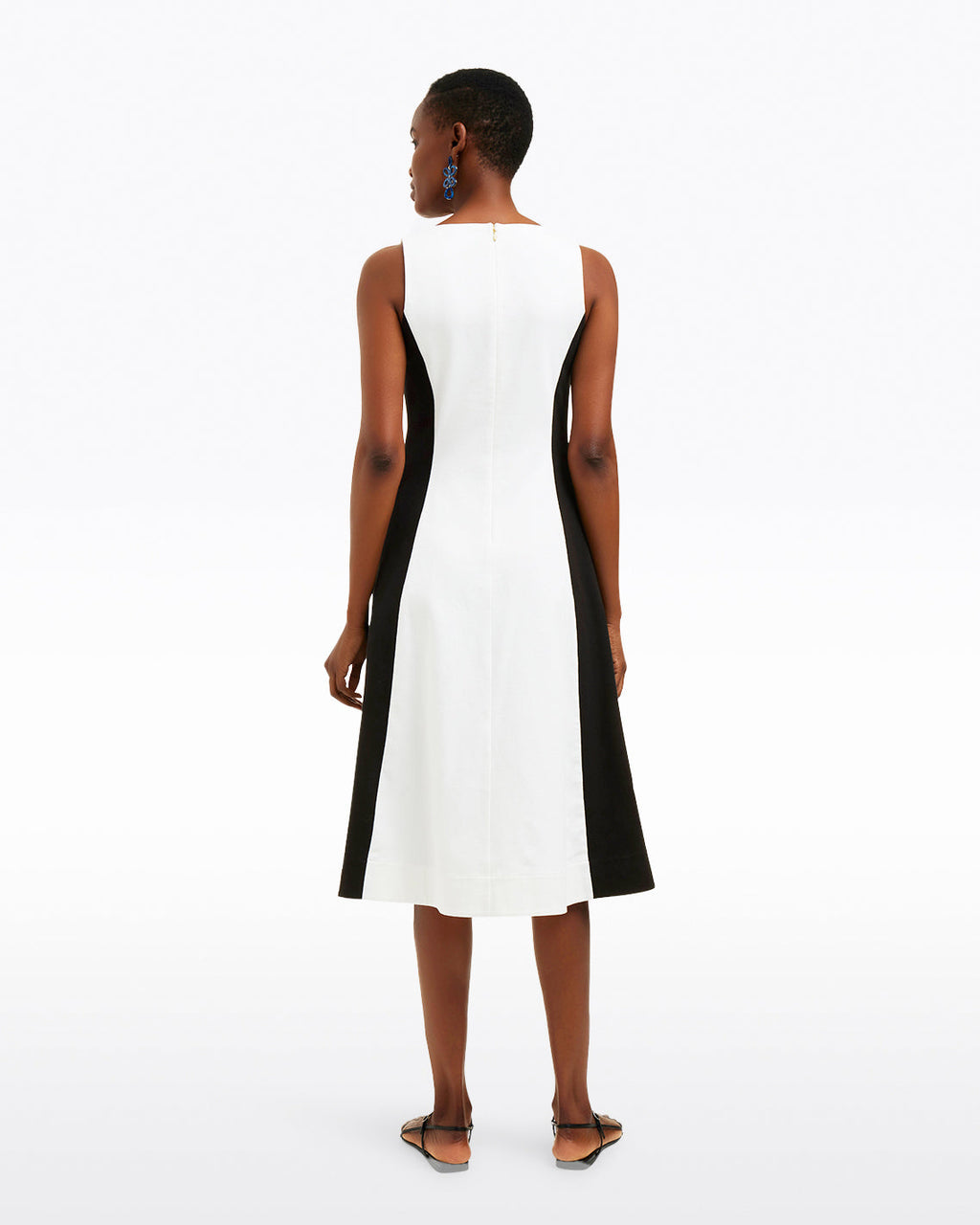 Genevieve Midi Dress in Black and White