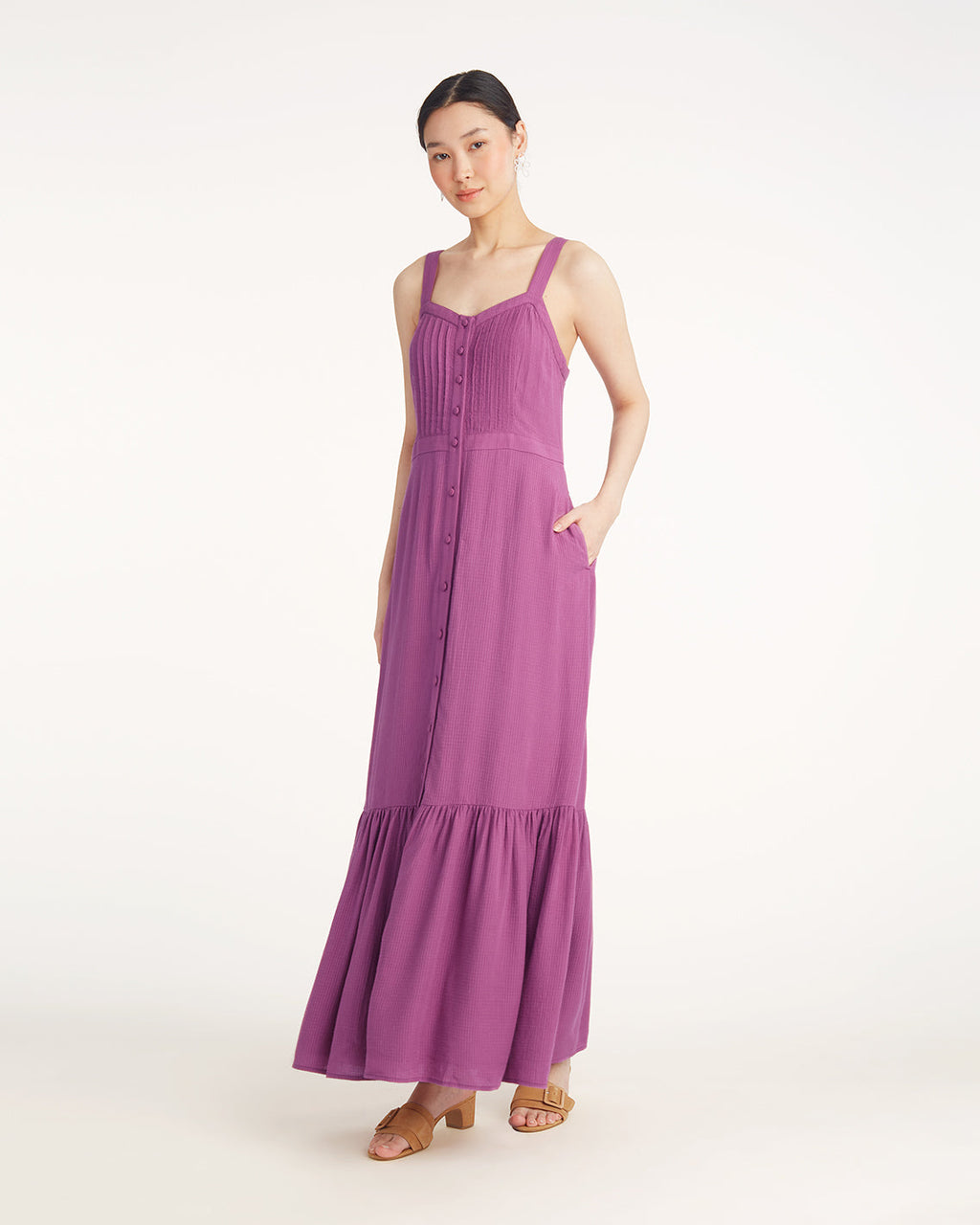 Brynn Sleeveless Midi Dress in Amethyst
