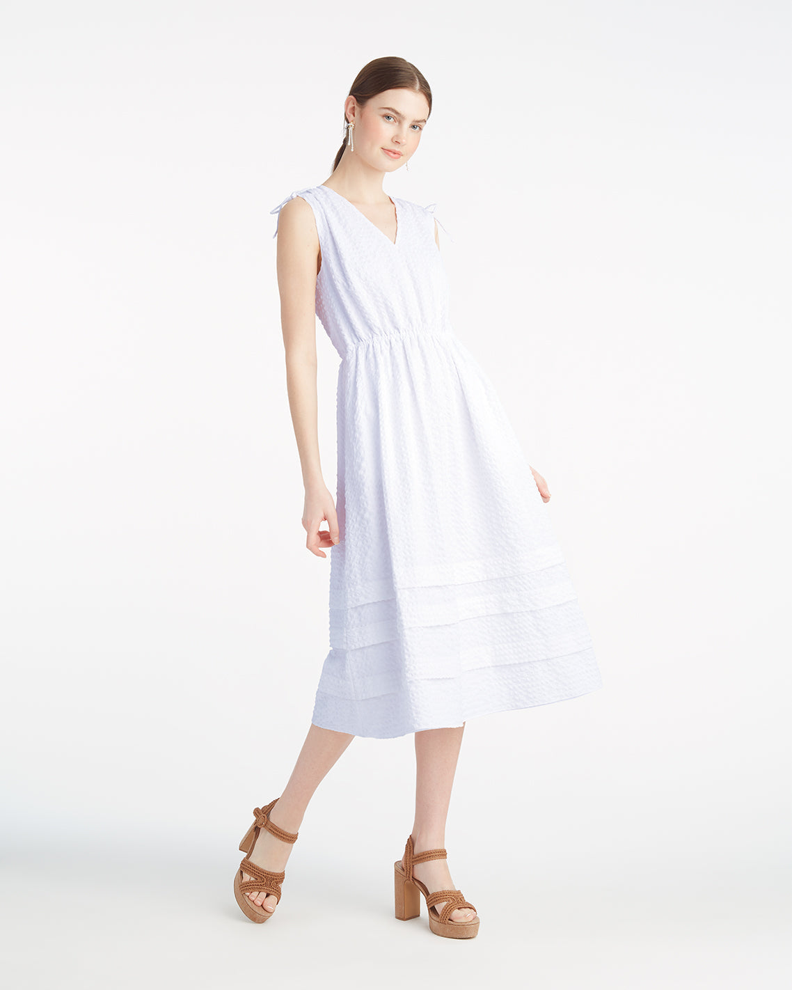 Rowan Midi Dress in Seersucker