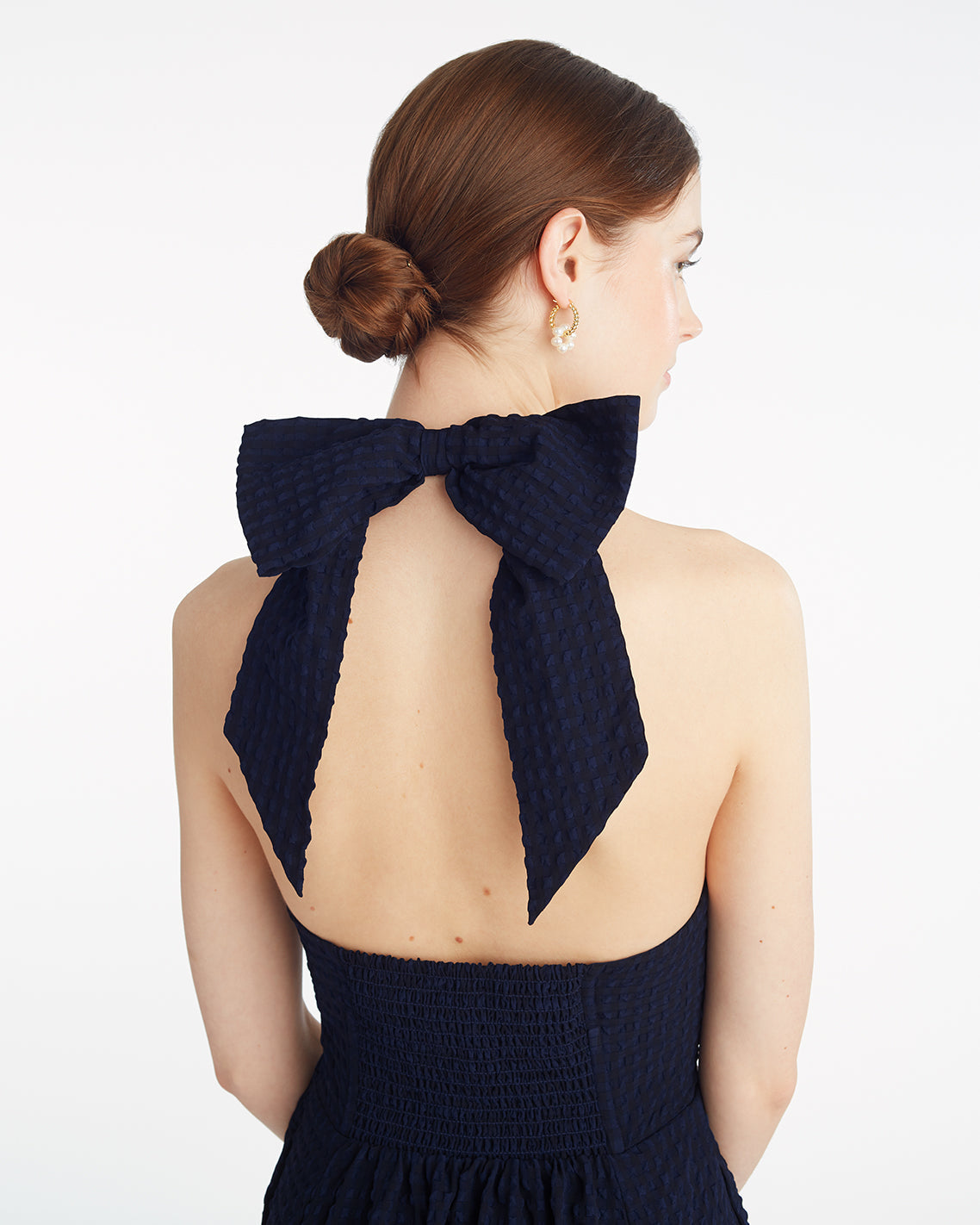 Violeta Halter Neck Dress in Seersucker
