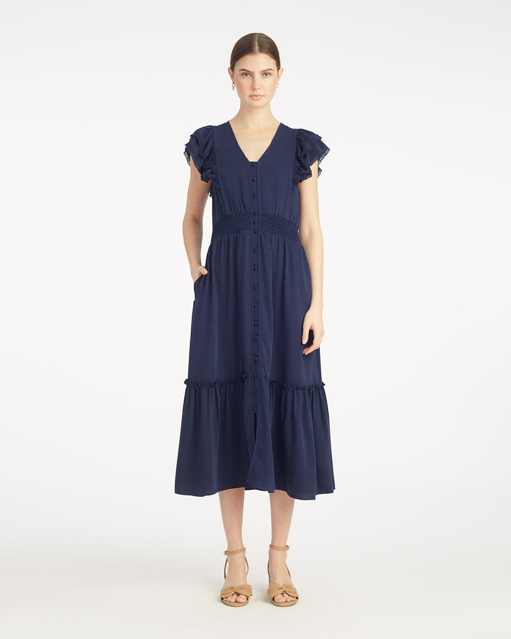 Meg Midi Dress in Navy