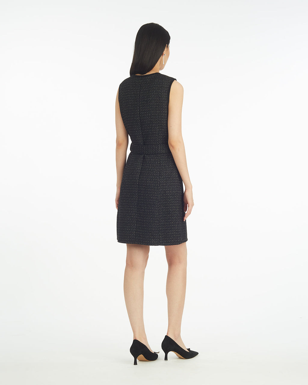 Sadie Belted Shift Dress in Tweed