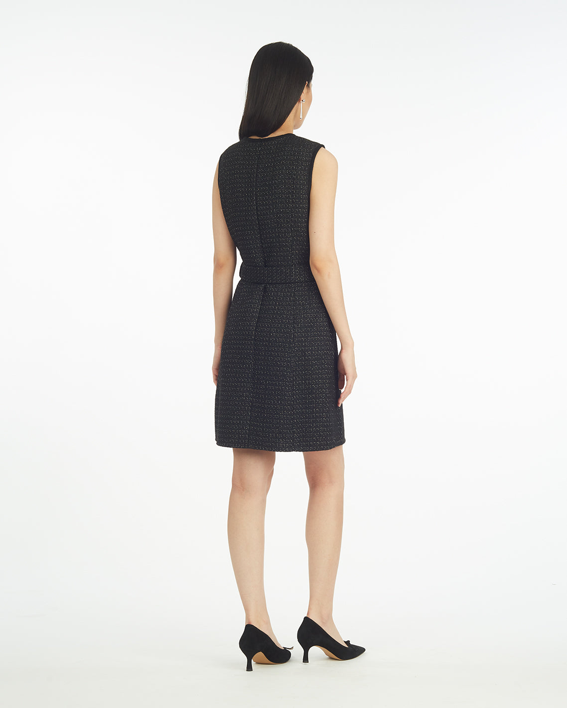 Sadie Belted Shift Dress in Tweed