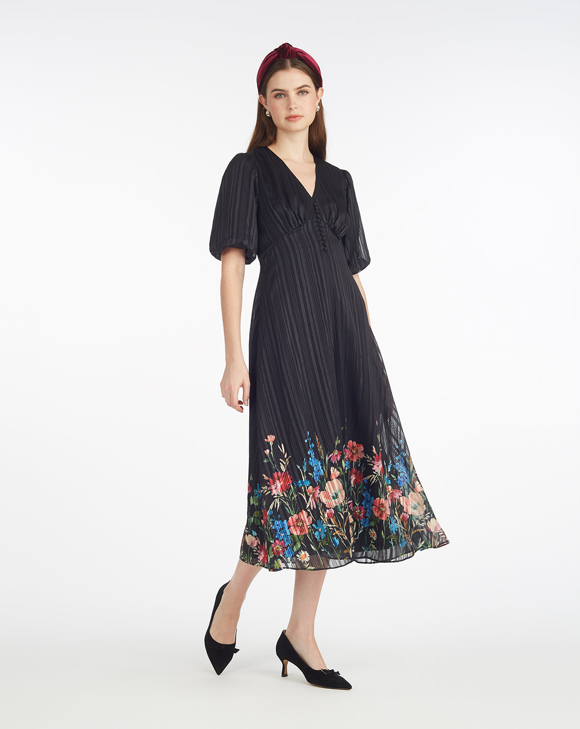 Maisy Midi Dress in Moonlit Blooms
