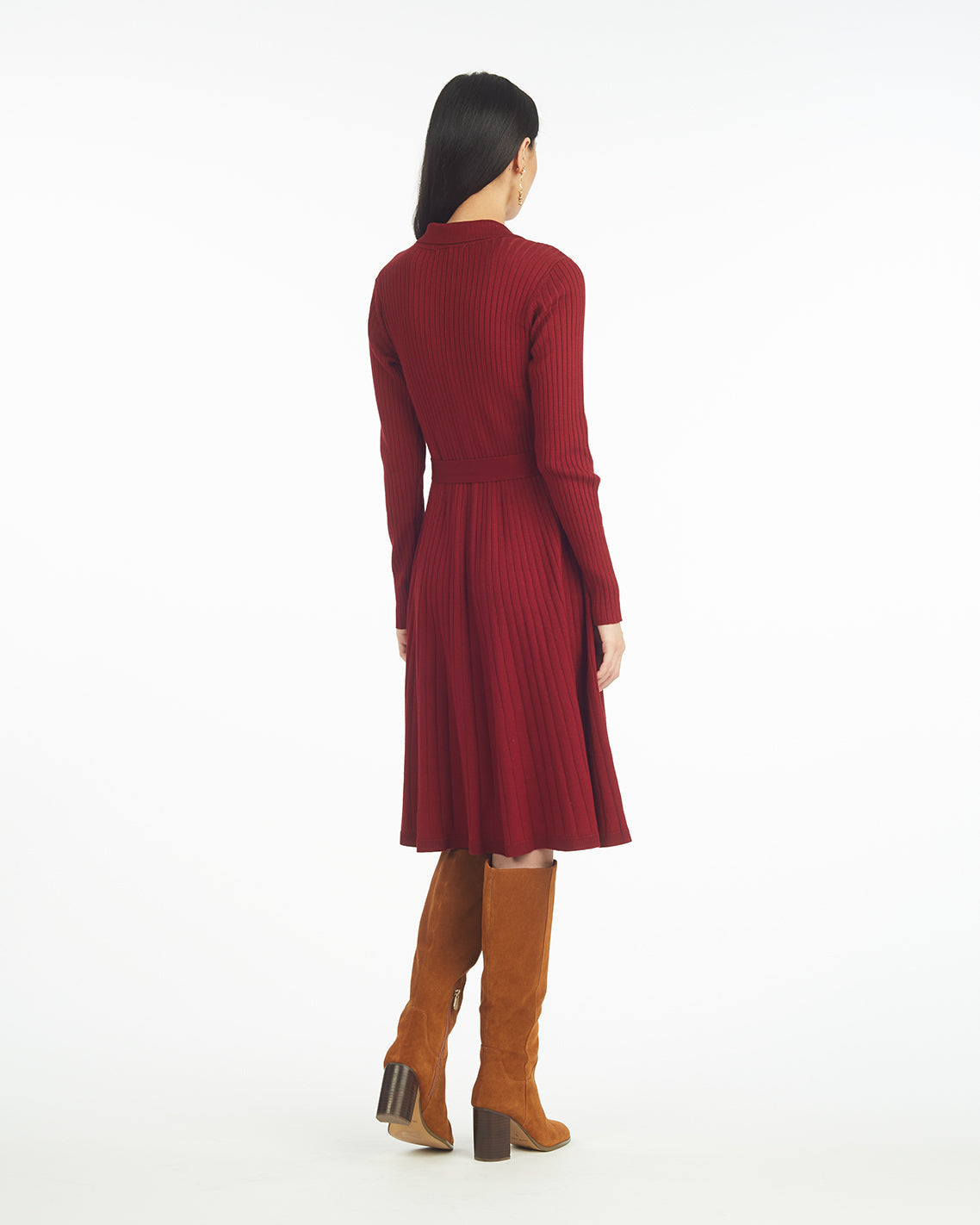 Monroe Knit Midi Dress in Burgundy