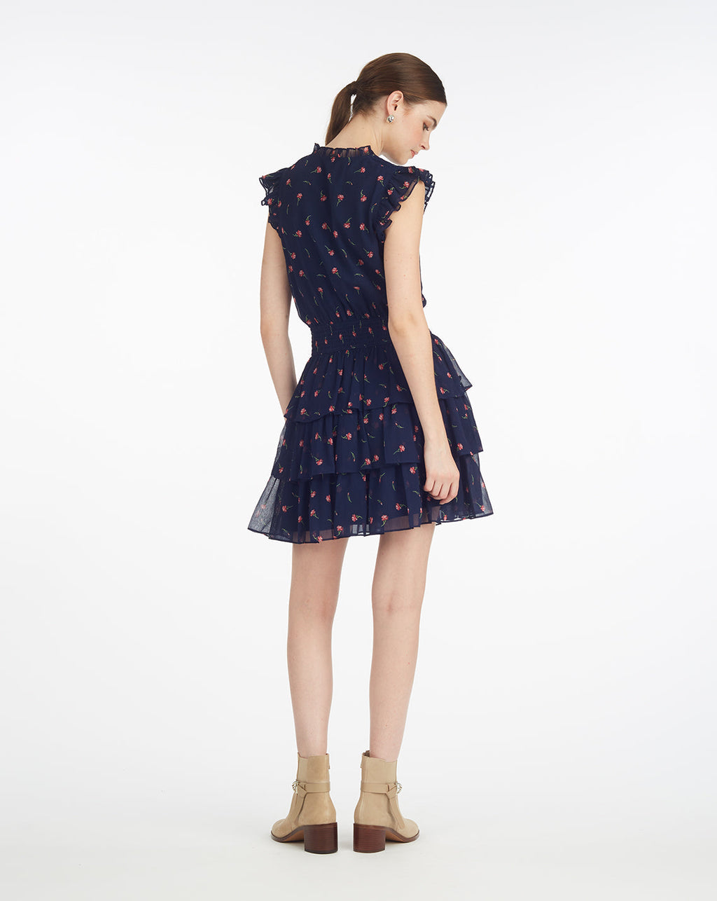 Alana Tiered Dress in Ditsy Autumn Flowers