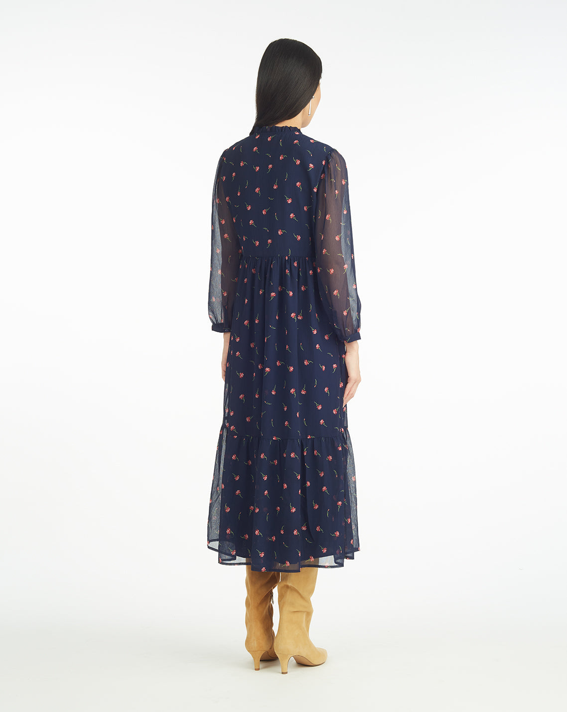 Katie Midi Dress in Ditsy Autumn Flowers
