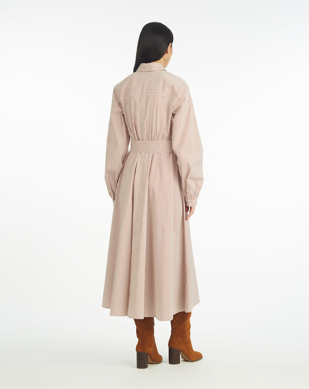 Eliza Midi Shirtdress in Rust Stripe