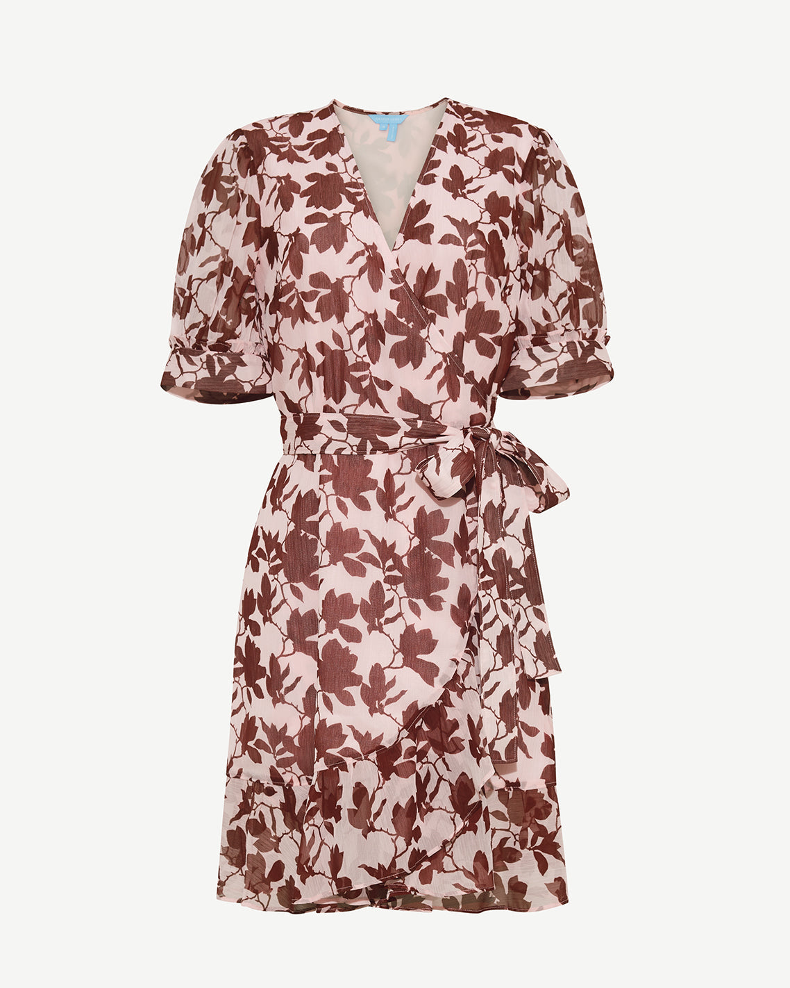 Ella Short-Sleeve Mini Dress in Burgundy Magnolia