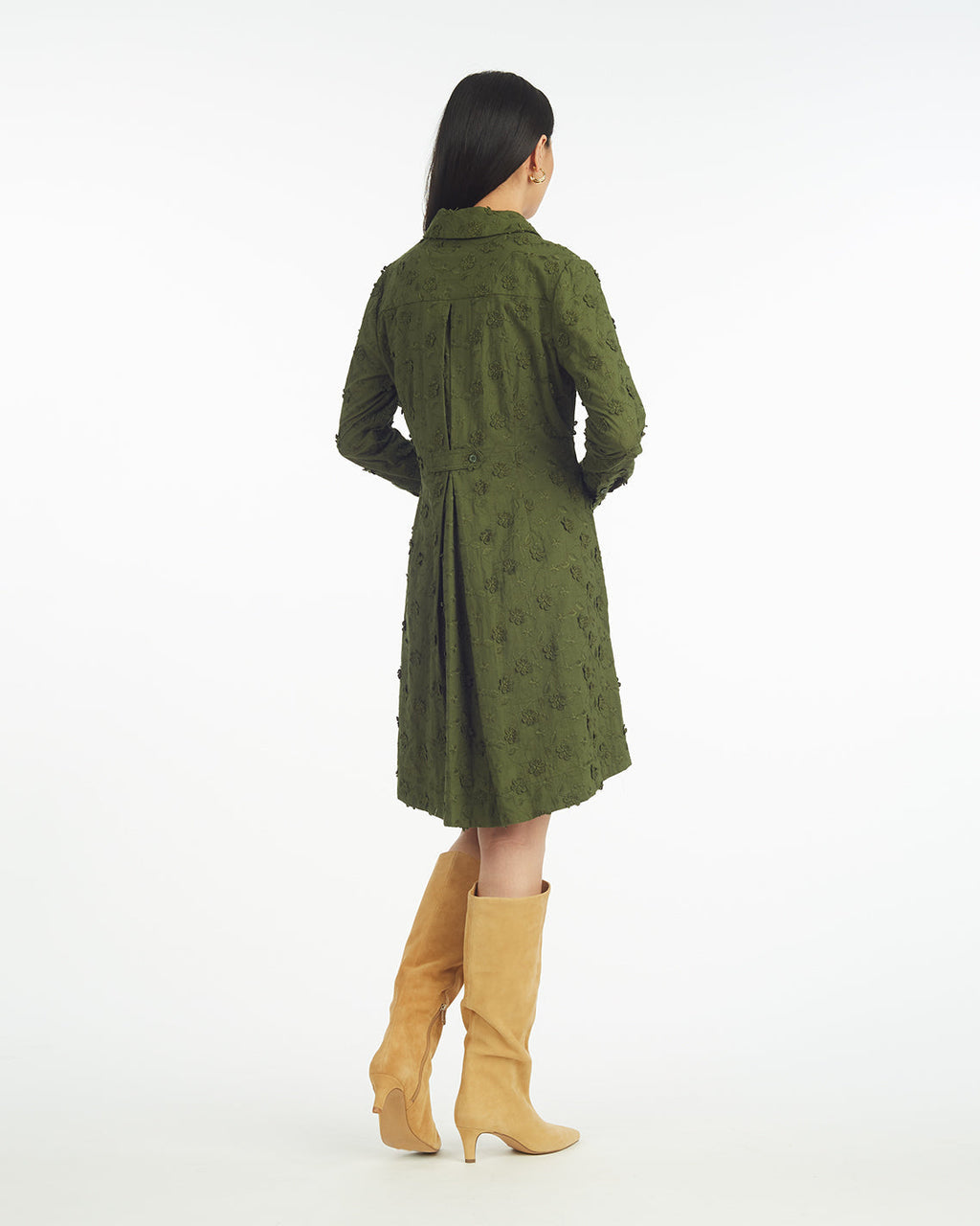 Layla Shirtdress in Olive Embroidered Floral