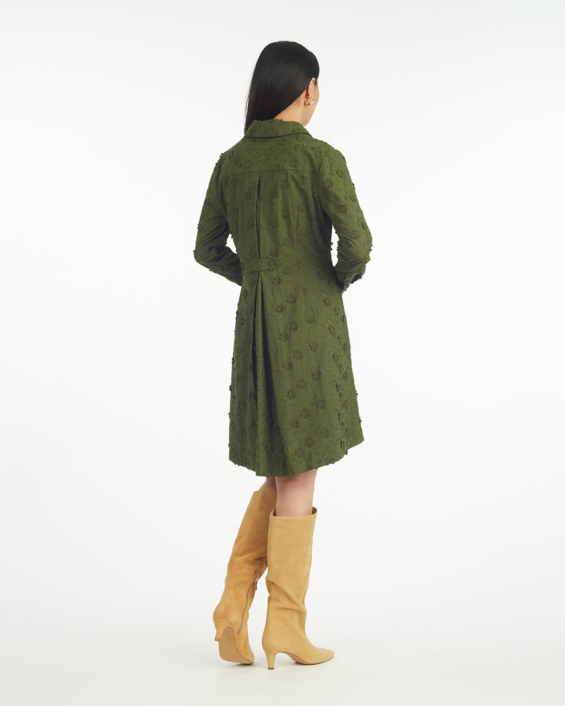 Layla Shirtdress in Olive Embroidered Floral