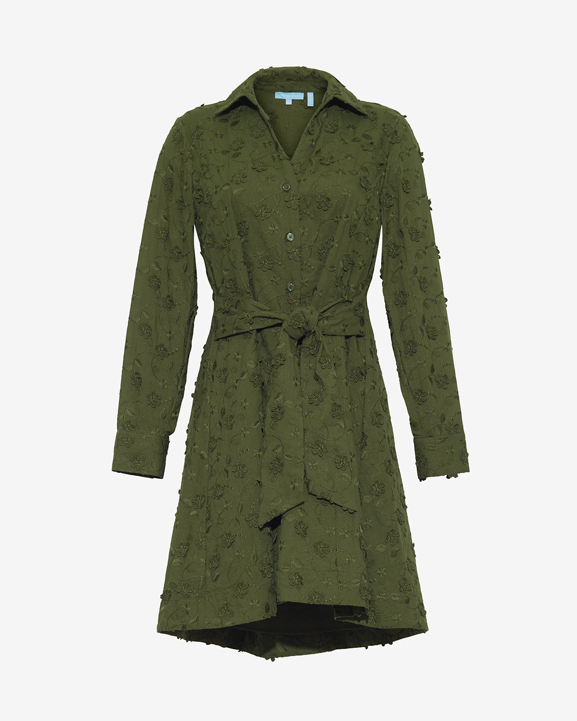 Layla Shirtdress in Olive Embroidered Floral