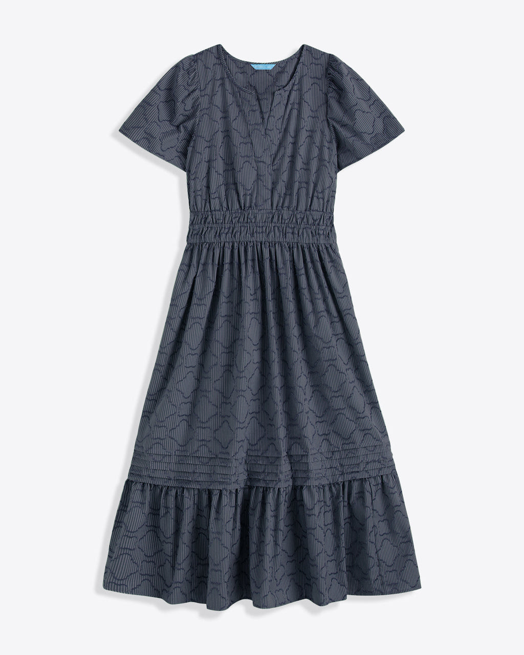 Hollie Midi Dress in Navy Textured Stripe