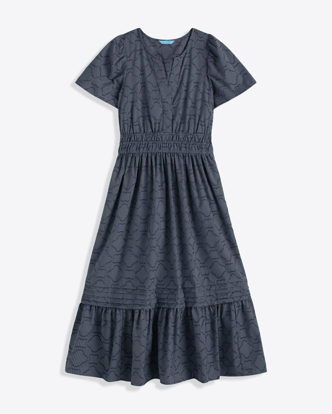 Hollie Midi Dress in Navy Textured Stripe