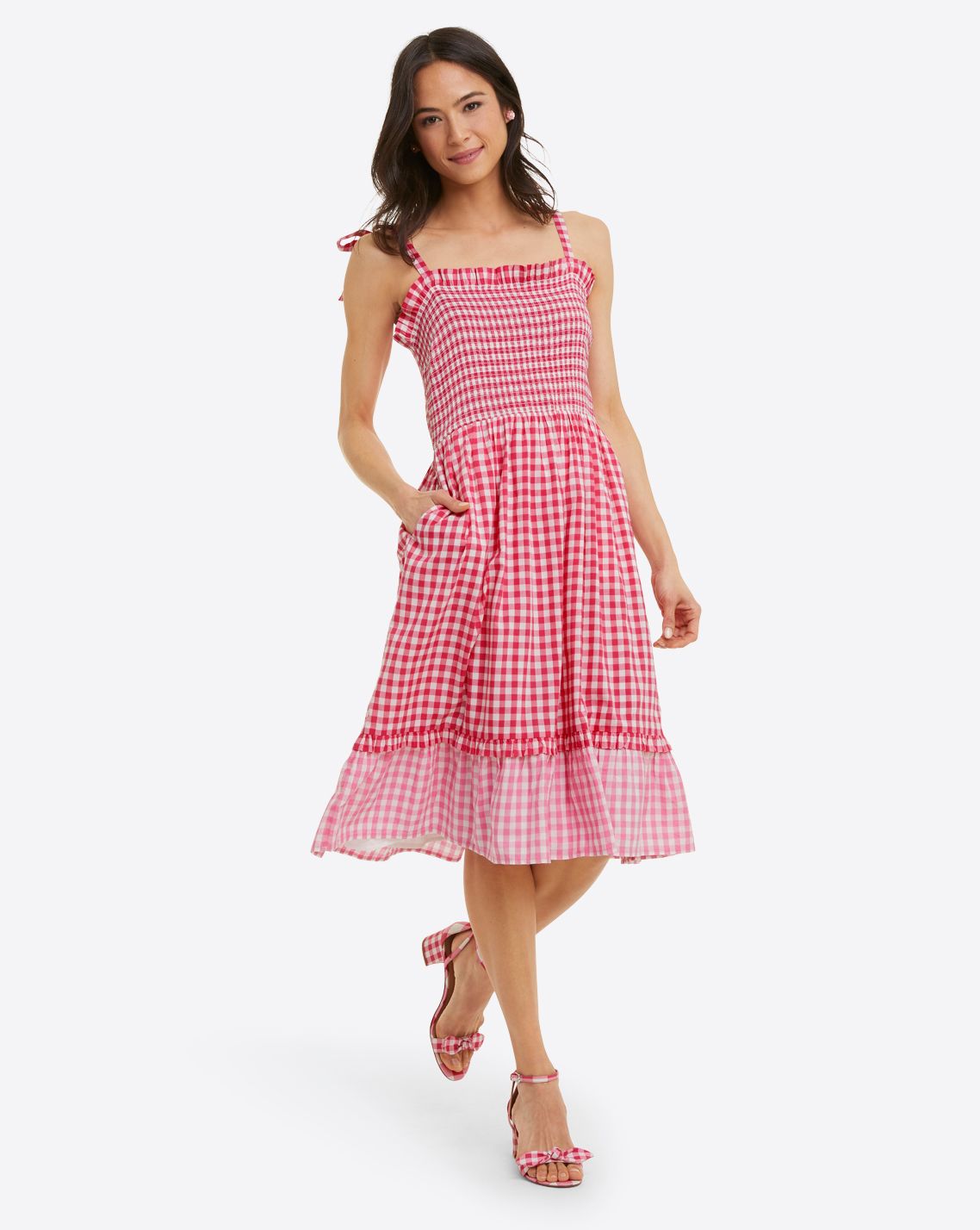 Taylor Smocked Dress in Pink Gingham