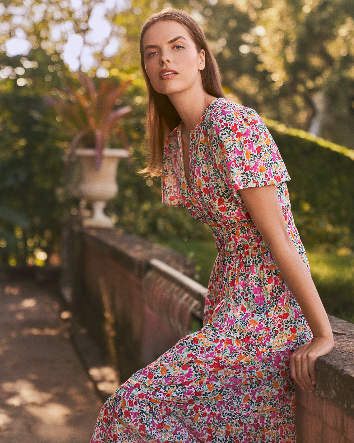Hollie Midi Dress in Coneflowers