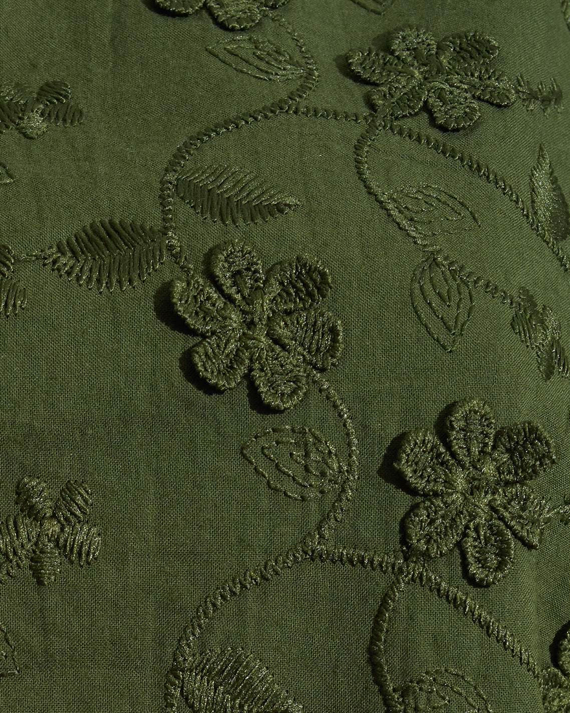 Layla Shirtdress in Olive Embroidered Floral